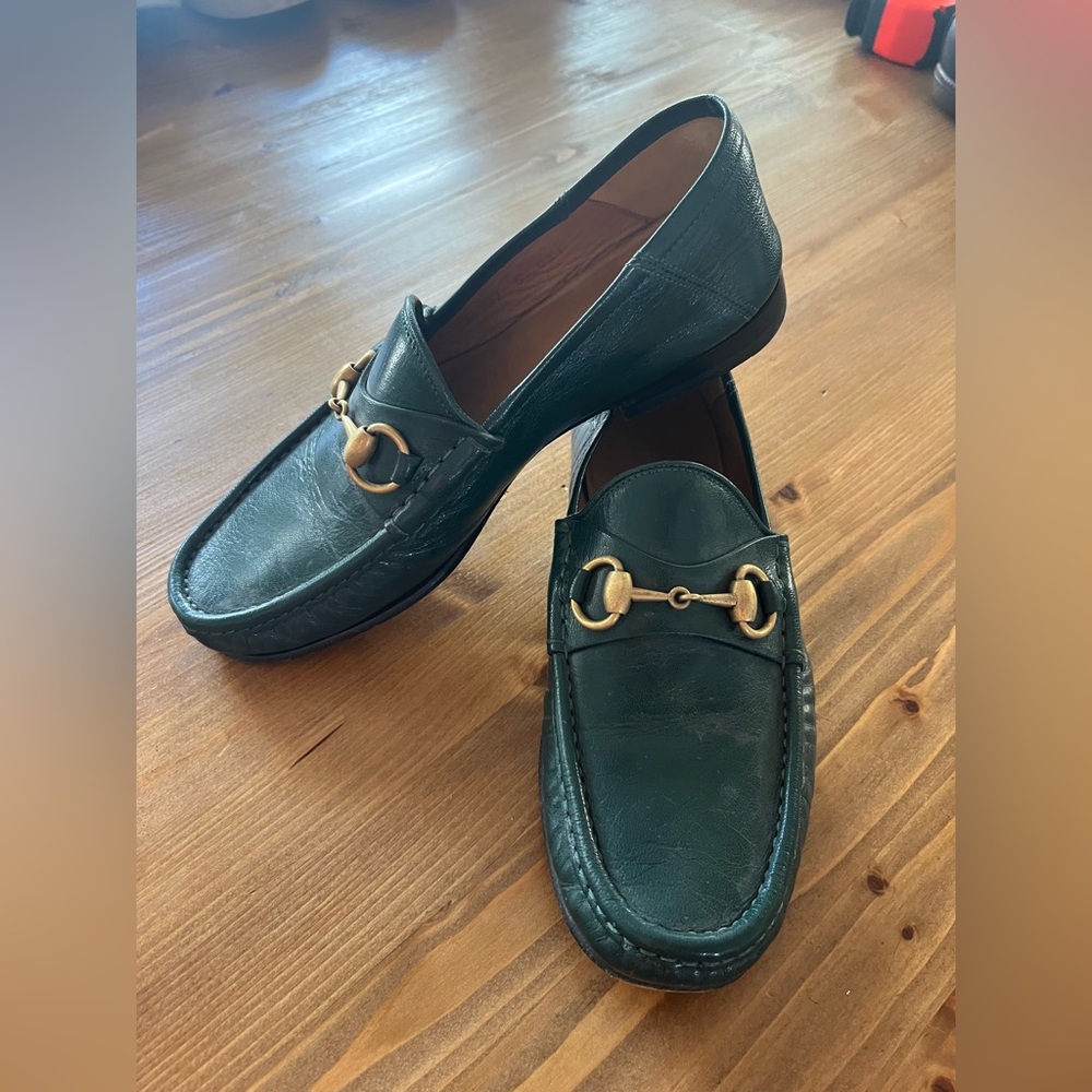 Gucci Horsebit 1953 Green Leather Loafers